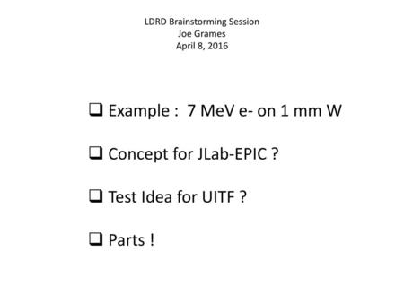 LDRD Brainstorming Session