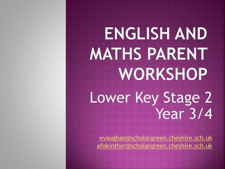 English and Maths Parent Workshop