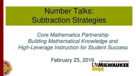 Number Talks: Subtraction Strategies