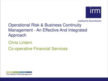 Chris Lintern Co-operative Financial Services