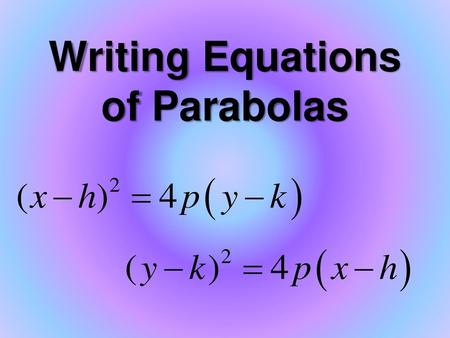 Writing Equations of Parabolas
