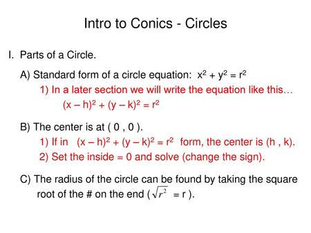 Intro to Conics - Circles