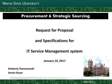 Procurement & Strategic Sourcing IT Service Management system