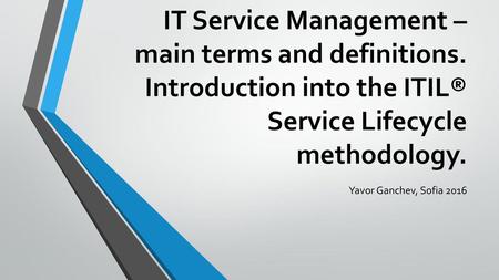 IT Service Management – main terms and definitions