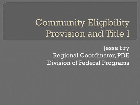 Community Eligibility Provision and Title I