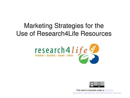 Marketing Strategies for the Use of Research4Life Resources