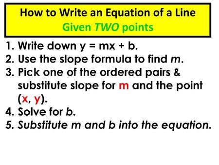 How to Write an Equation of a Line Given TWO points