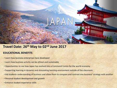 Travel Date: 26th May to 02nd June 2017