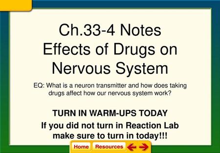 Ch.33-4 Notes Effects of Drugs on Nervous System