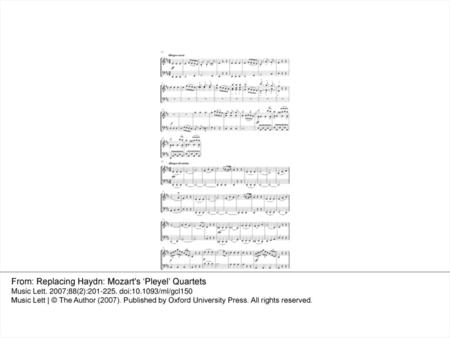 From: Replacing Haydn: Mozart's ‘Pleyel’ Quartets