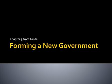 Forming a New Government