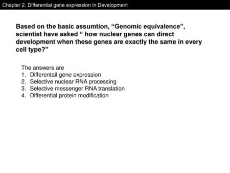 Chapter 2. Differential gene expression in Development