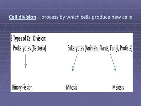Cell division – process by which cells produce new cells