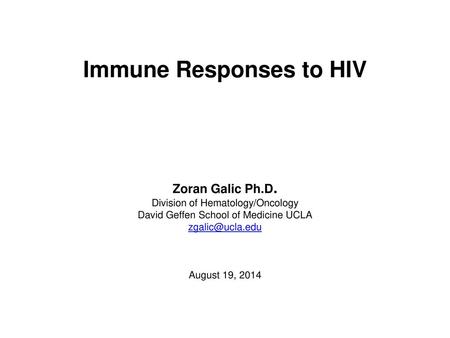 Immune Responses to HIV