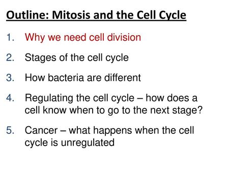 Outline: Mitosis and the Cell Cycle