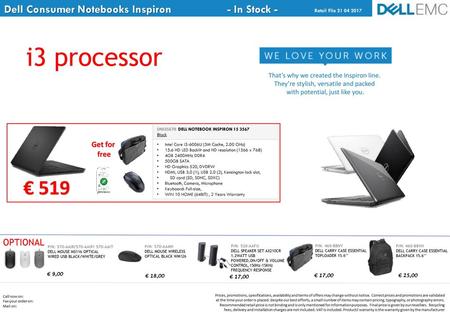 i3 processor € 519 Dell Consumer Notebooks Inspiron - In Stock -