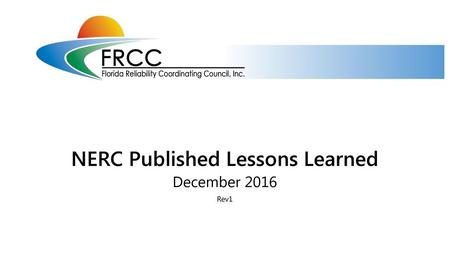 NERC Published Lessons Learned