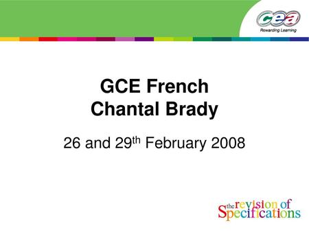 GCE French Chantal Brady