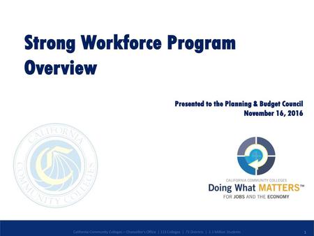 Strong Workforce Program Overview