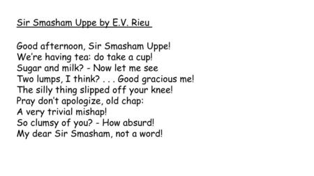 Sir Smasham Uppe by E.V. Rieu