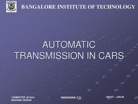 AUTOMATIC TRANSMISSION IN CARS