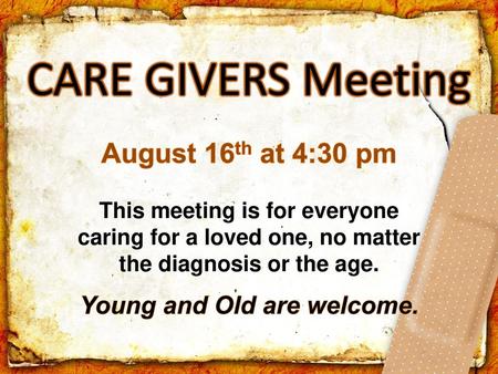 Young and Old are welcome.