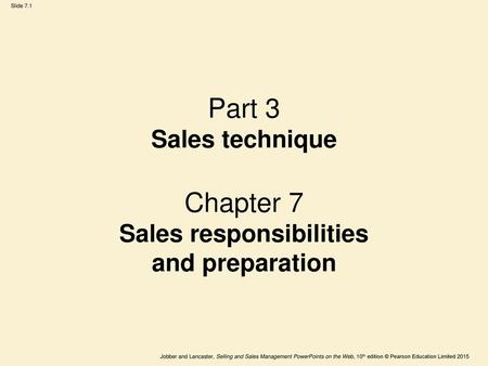 Sales Responsibilities