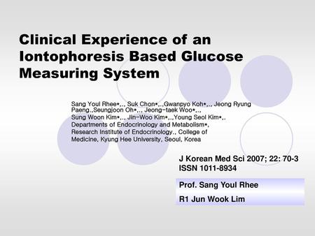 Clinical Experience of an Iontophoresis Based Glucose Measuring System