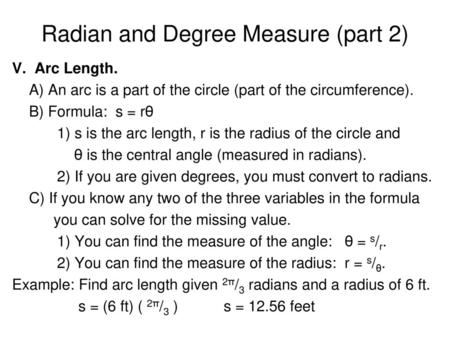 Radian and Degree Measure (part 2)