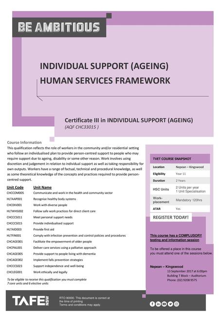 Individual Support (Ageing) Human Services Framework