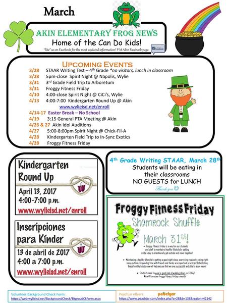 March Akin Elementary Frog News Home of the Can Do Kids!