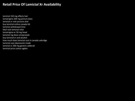 Retail Price Of Lamictal Xr Availability