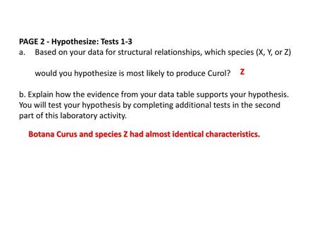 PAGE 2 - Hypothesize: Tests 1-3
