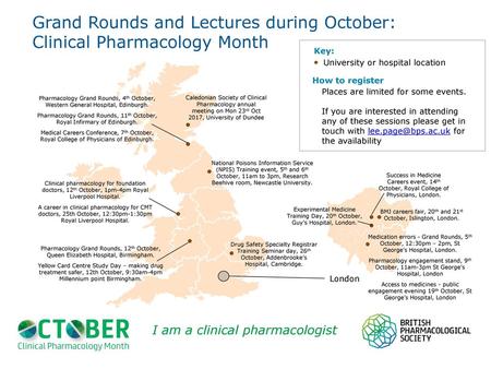 Grand Rounds and Lectures during October: Clinical Pharmacology Month