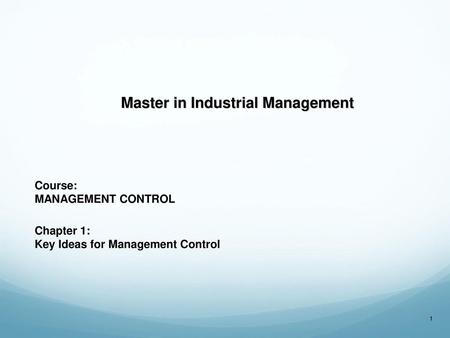 Master in Industrial Management