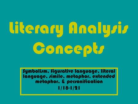 Literary Analysis Concepts