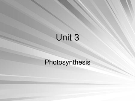 Unit 3 Photosynthesis.