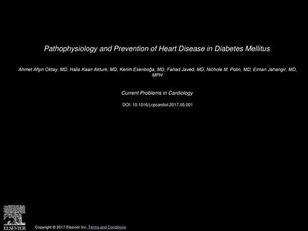 Pathophysiology and Prevention of Heart Disease in Diabetes Mellitus