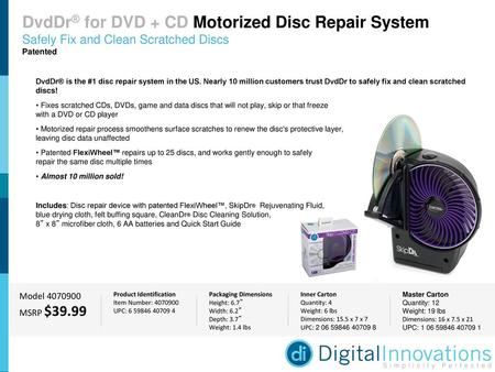 DvdDr® for DVD + CD Motorized Disc Repair System