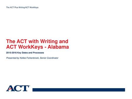 The ACT with Writing and ACT WorkKeys - Alabama