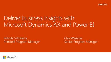 Deliver business insights with Microsoft Dynamics AX and Power BI