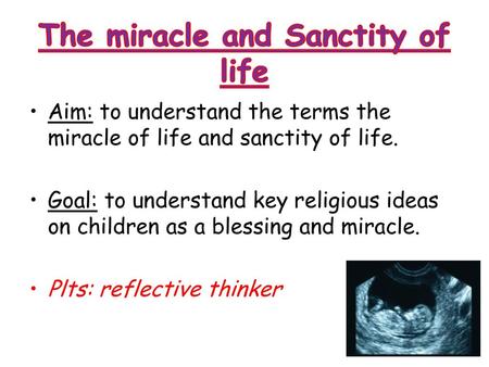 The miracle and Sanctity of life