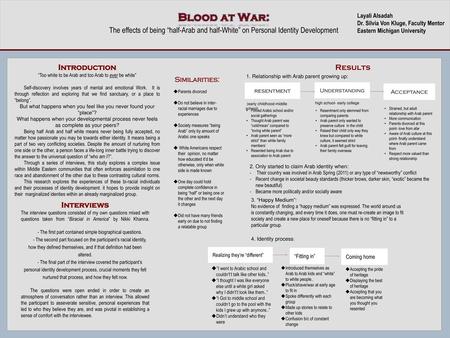 Blood at War: Layali Alsadah Dr. Silvia Von Kluge, Faculty Mentor