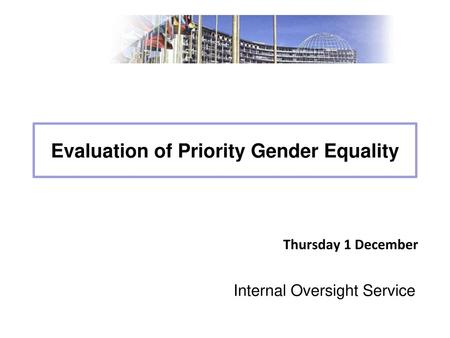 Evaluation of Priority Gender Equality