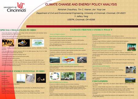 CLIMATE CHANGE AND ENERGY POLICY ANALYSIS Abhishek Chaudhary, Tim C