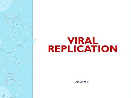 VIRAL REPLICATION Lecture 2.
