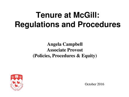 Tenure at McGill: Regulations and Procedures