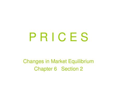 Changes in Market Equilibrium Chapter 6 Section 2