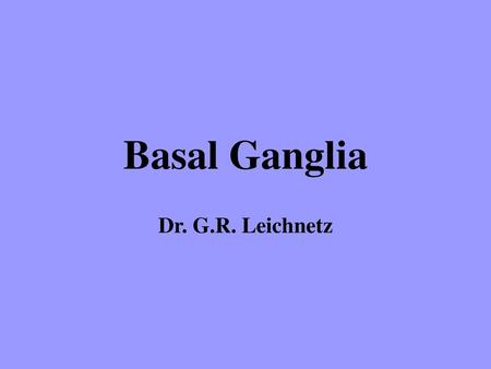 Basal Ganglia Dr. G.R. Leichnetz.