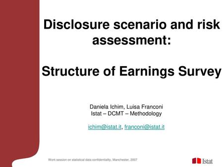 Disclosure scenario and risk assessment: Structure of Earnings Survey